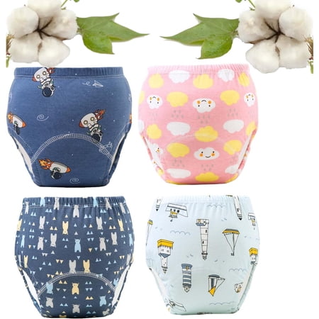 Upairy Training Pants for Boys and Girls, Up Airy Potty Training Underwear, 100% Cotton Washable Underwear (4PCS-D,Small)