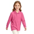 thumbnail image 5 of Kids Polo Shirts Boys Girls School Uniform Long Sleeve Shirt Cotton Collared Tops Soft Casual School Wear Basic Golf Shirt,2-3Y,Hot Pink, 5 of 7