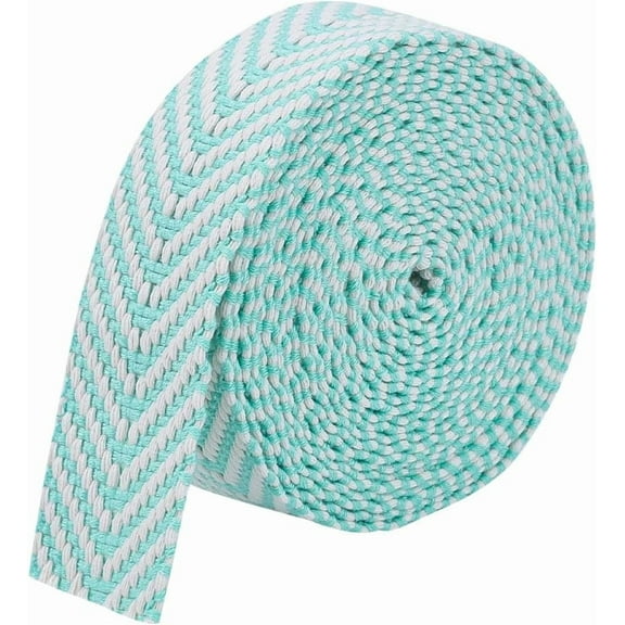 5 Yards Green Polyester Cotton Webbing Straps 1.5 Inch Flat Webbing Striped Pattern Polycotton Ribbon Mixed Color Bag Webbing Belts for Crafts Belts Bags Handles Sewing Supplies