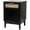 Black 1 Drawer and 1 Cubby Shelf Geometric Rectangle 18" x 18" x 26", variant on DecMode 36" x 32" Black Wood 3 Drawer Chest with Beige Rattan Drawers and Gold Handles, 1-Piece