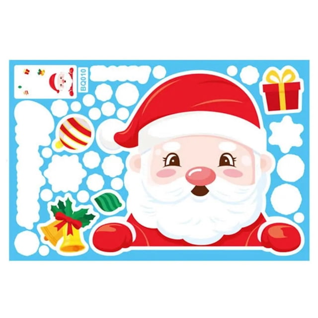 Pegatina de ventana de Navidad, decoración de ventana de copo de nieve, Papá Noel, muñeco de nieve, se aferra, calcomanías de vidrio de fiesta temática para decoración de fiesta de año nuevo