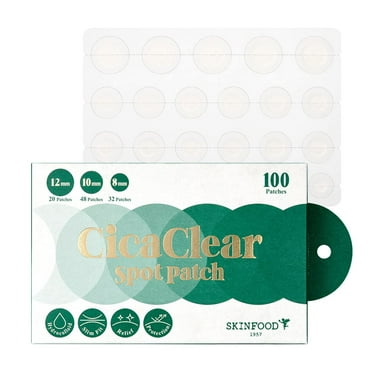SKINFOOD Cica Clear Spot Patch HYZ01 (100count), Hydrocolloid AC Patch for Covering and Recovering Spot, Ultra Thin Clear Skin Sticker for Easy AC Care