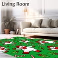 thumbnail image 2 of ODIKA 8'x10' Machine Washable Non-Slip Area Rug, Classic Snowman Parade with Canes and Holly Sprigs Motif High Traffic Rug with Pad, Green, 734210, 2 of 8