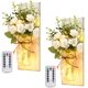 thumbnail image 1 of Juego de 2 jarrones de cristal para colgar en la pared, decoración del hogar, apliques de pared LED con temporizador remoto, rosas blancas artificiales, para sala de estar y dormitorio., 1 of 5