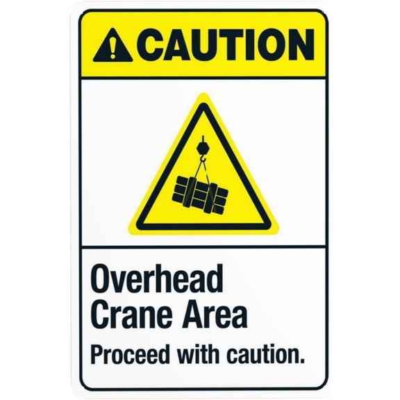 Overhead Crane Area Proceed With Caution Warning Sign, Security Safety Metal Signs, Vintage Caution Poster Wall Decor for Business Office Home Street Road Use 8 x 12 Inch