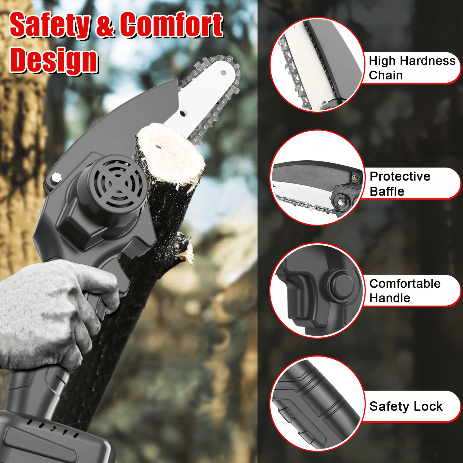 Hisecren Electric Handheld Mini Chainsaw, Lightweight, Comfortable