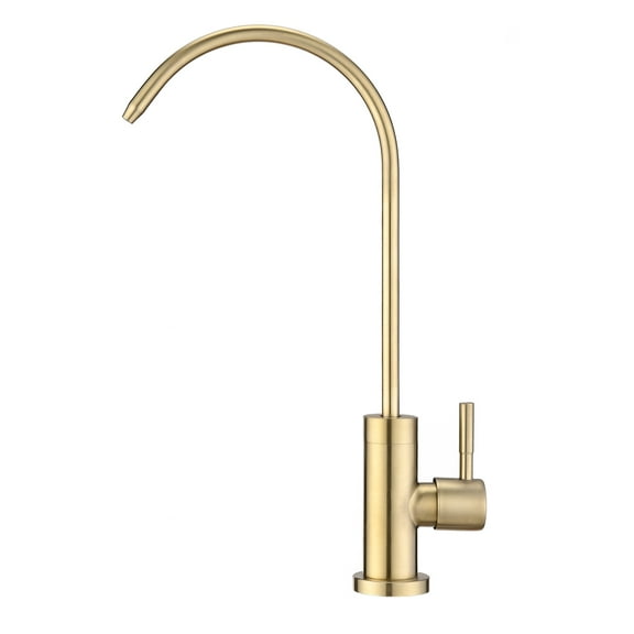 Izzovium Kitchen Water Filter Faucet, Brushed Gold Stainless Steel Drinking Faucet with 360° Swivel Spout, 10.63" Height, 1.5GPM Flow Rate for Sink