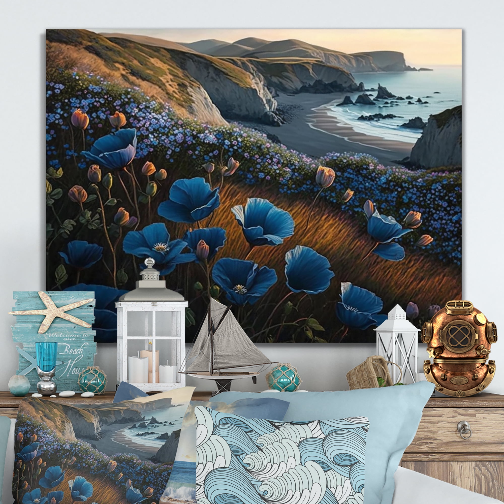 Designart Flowers By The Coast I Canvas Wall Art