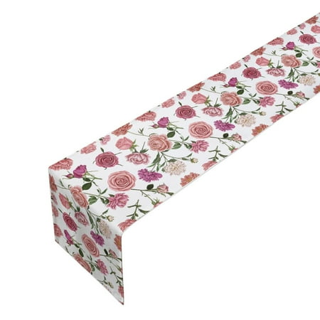 

Thinsont Mother s Holiday Cotton And Linen Table Runner Geometric Rectangle Napkin Dressing Table Scarf Rose Flower Table Runner 90 x 13 inch
