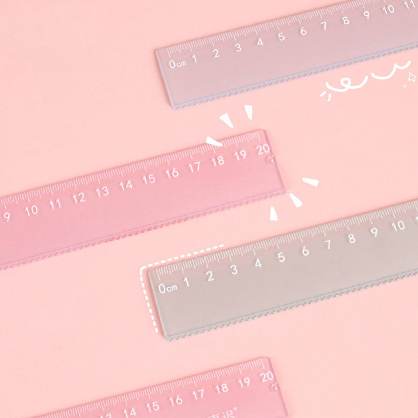 PPKVUFD 1Pc Plastic Ruler Straight Ruler Plastic Measuring Tool 20cm, Creative Jelly Colored Transparent Ruler (02-Pink)