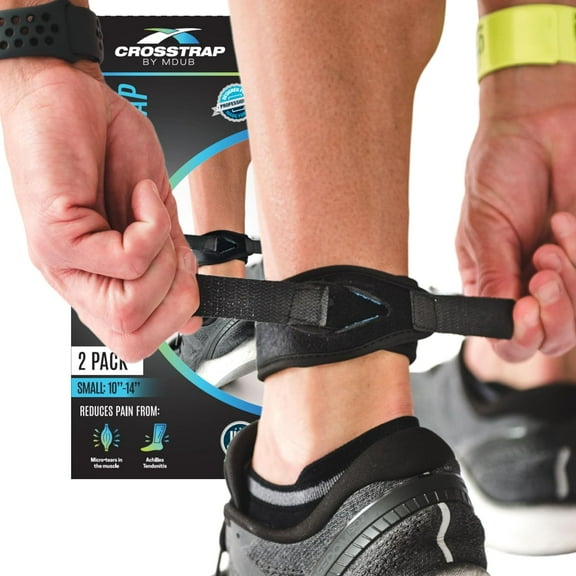 MDUB Crosstrap Achilles Tendon Strap, Unisex Ankle Stabilizer, Pain Relief for Tendonitis (Small - 2 pack)