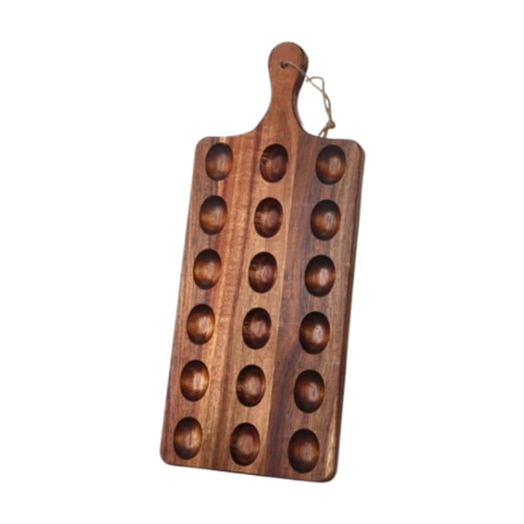 Tnarru Wood Egg Holder Rack Egg Organizer Rack Rustic Egg Platter Fruit Bread Serving Platter for Camping Cabinet Household Tabletop 18 Holes with Handle