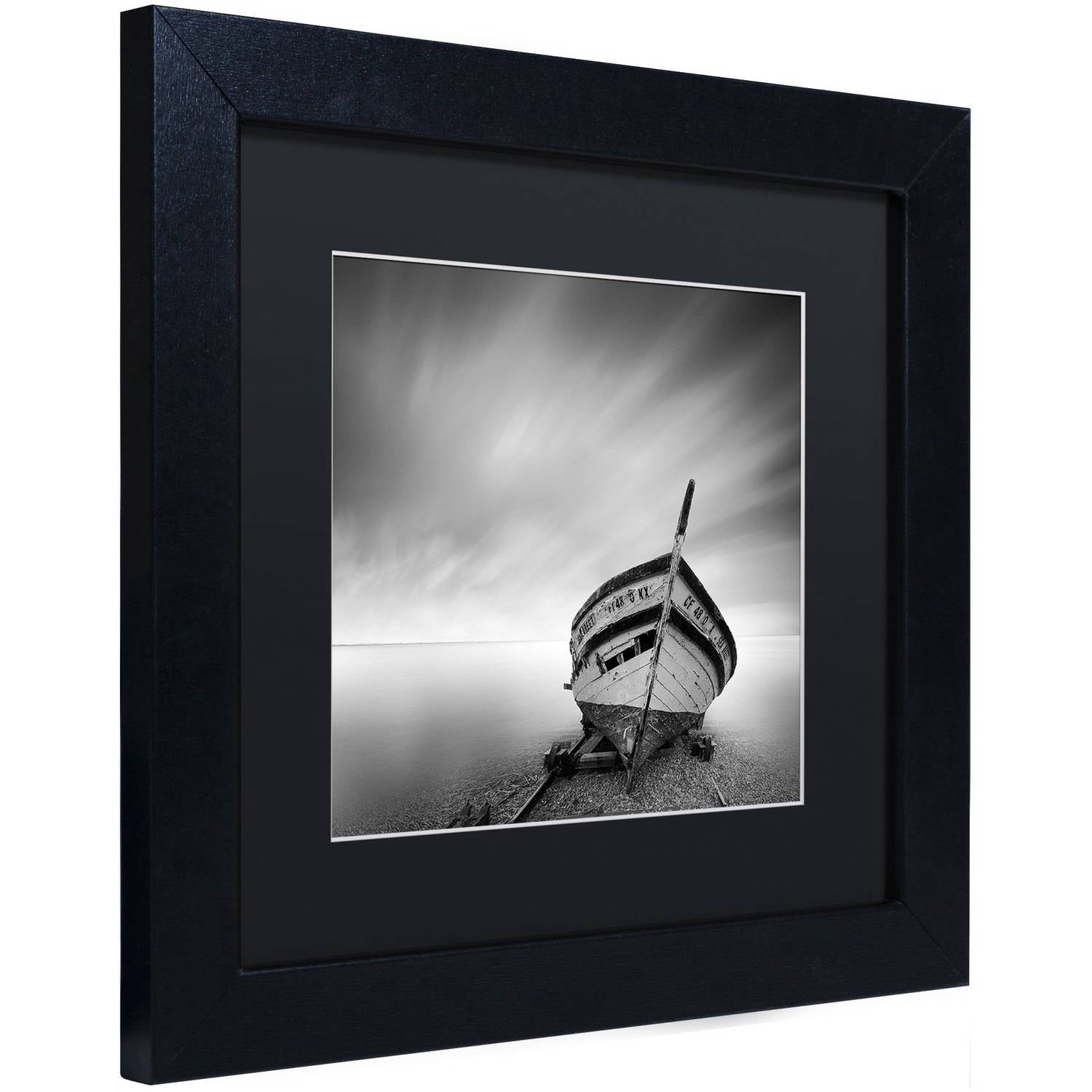 Trademark Fine Art "Boat I" Canvas Art by Moises Levy Black Matte, Black Frame