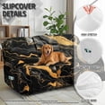 thumbnail image 5 of COEQINE Recliner Sofa Cover Anti-Slip Recliner Protector 8 Pieces 3 Seater Stretch Reclining Couch Cover Polyester Spandex Furniture Protector for Living Room, Marble Black Yellow, 5 of 8
