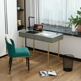 thumbnail image 3 of Dressing Table Coffee Table Vanity Table, Simple Modern Style Work Station Study Writing Desk with 2 Large Storage Drawers, Makeup Vanity Console Table for Home Office (Gray), 3 of 8