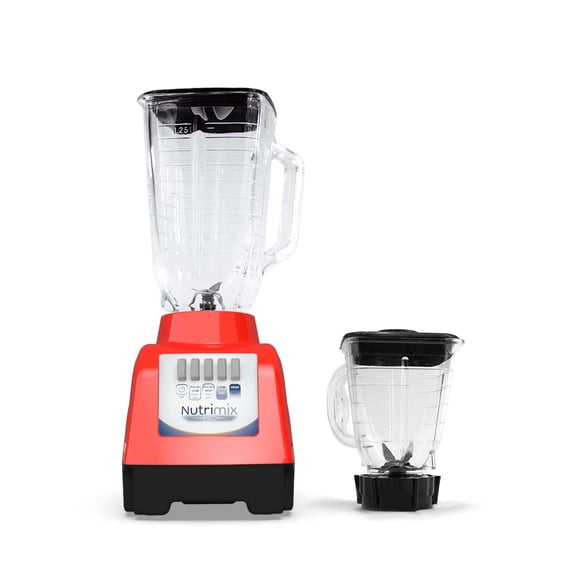 Licuadora Nutrimix 2 Velocidades + Pulso con Vaso de Vidrio 1.2L y Vaso Plástico 750 ml Rojo