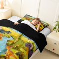 thumbnail image 4 of Feelyou Cartoon Dinosaur Twin Comforter Sets for Kids, Nature Jungle Wildlife Bedding Set, Green Blue, Black Reversible, 2pcs, 4 of 6