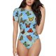 thumbnail image 1 of Balery Multicolored Butterflies Body de cuello redondo de manga corta para mujer Tops de manga corta Tops básicos-Medium, 1 of 7