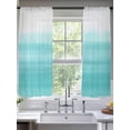 thumbnail image 3 of Aqua White Ombre Semi Sheer Curtains 63 Inch Length 2 Panels Set, Chic Modern Funny Abstract Striped Art Sheer Kitchen Curtain Privacy Voile Window Curtain for Living Room Bedroom Rod Pocket Drapes, 3 of 7