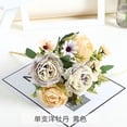 thumbnail image 1 of Ramo de Flores Artificiales de Seda con Peonía y Rosa, Flores Decorativas de Larga Duración para el Hogar, Oficina, Bodas y Decoración de Eventos, 30 cm, 1 of 6