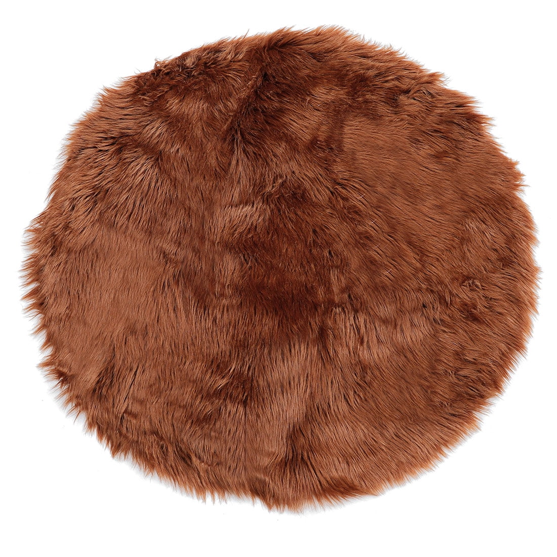 Faux Fur Sheepskin Plush Area Rug Brown 3x3 Feet Round