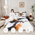 thumbnail image 3 of Manfei Abstract Ink Painting Twin Comforter Sets, Watercolor Ombre Bedding Set, Orange, Black and White, Gray Reversible 2-Piece, 1 Comforter and 1 Pillowcase, 3 of 6