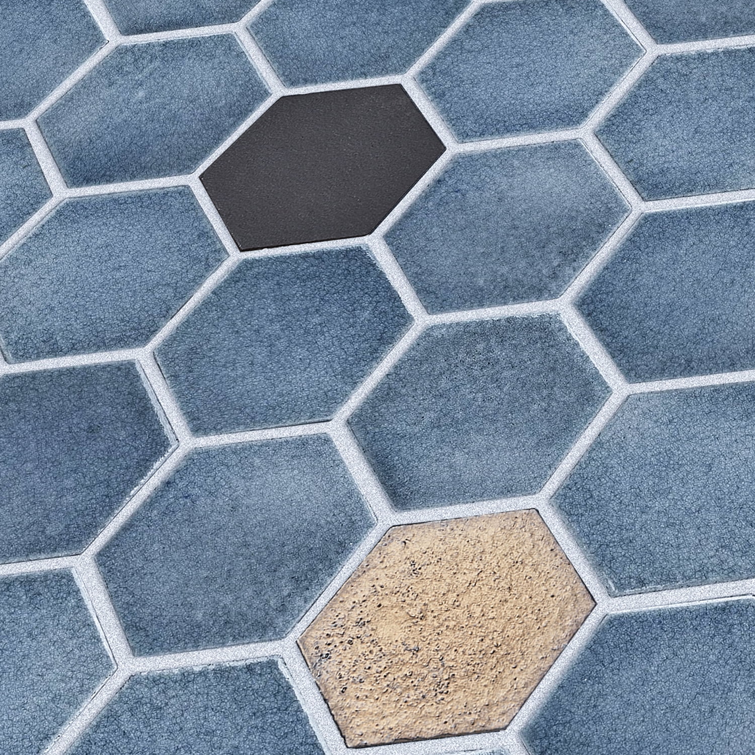 Lugo 12.1" x 10.43" Lava Stone Mosaic Floor and Wall Tile in Blue (Pack of 9)