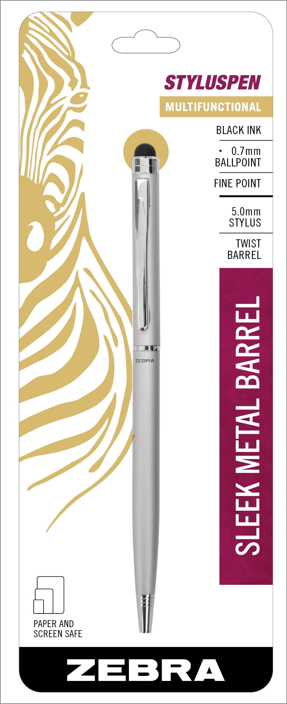 1.0mm Zebra Stylus Pen Retractable Ballpoint Pen w/ Stylus 1 Each Choose Tip 