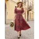 thumbnail image 4 of Vestido de mujer de otoño con estampado a cuadros, mangas abullonadas, escote cuadrado, corpiño ajustado y corte en A fluido., 4 of 7