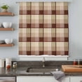 thumbnail image 5 of Brown Plaid Sheer Curtains 45 Inches Long, Modern Abstract Ombre Gingham Checkered Light Filering Curtains, Breathable Simi Curtain Privacy Drapes for Kitchen Bathroom Small Window Treatment, 5 of 9