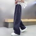 thumbnail image 2 of lnmuld Kids Contrast White Piping Track Pants Elastic Drawstring High Waist Thin Loose Jogger Casual Sport Bottoms Size:7-8 Years, 2 of 6