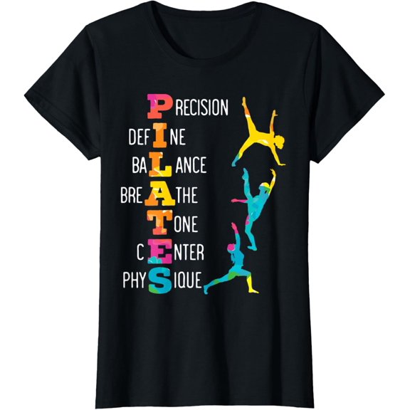 Pilates Fitness Exercise Training Contrology Meditation T-ShirtMen and women, Black T-shirt, size: Extra large