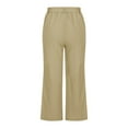 thumbnail image 4 of Women High Waisted Wide Leg Pants Drawstring Elastic Trousers Comfy Straight Leg Fashion Long Pants With Pockets, 4 of 5