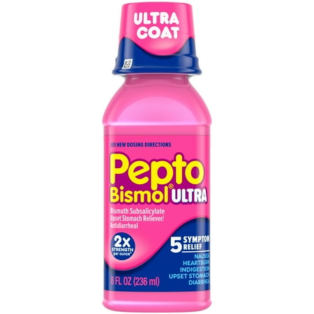 Multi-Symptom Pepto Bismol Liquid Ultra for Nausea, Heartburn, Indigestion, Upset Stomach, and Diarrhea Relief, Original Flavor 8 oz