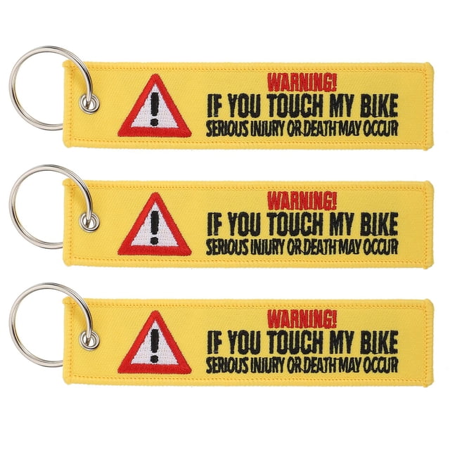 3pcs Fashion Embroidery Warning Sign Key Chains Creative Key Pendants (yellow)