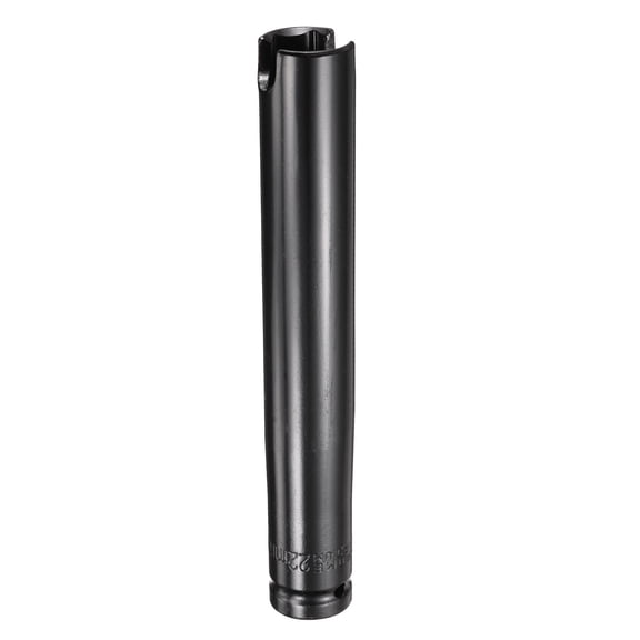 Uxcell 6-Point Slotted Deep Impact Socket 1/2" Drive 22mm Metric Socket (8") 200mm Extra Long Heat-Treated 45# Steel for Home Auto Axle Hex Bolts Wing Nuts Repair, Black