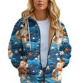 thumbnail image 5 of Women Lined Plush Sweat Jacket With Hood Autumn Winter Warm Hooded Jacket Loose Coat Pockets Large Sizes Hoodie Sweatshirt, 5 of 7