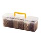 thumbnail image 1 of Caja de almacenamiento con tapa a prueba de polvo, asa amarilla, apilable, organizador de plástico para cosméticos, oficina, especias, suministros de arte y herramientas., 1 of 8