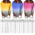 thumbnail image 2 of Tops for Women--Womens Casual Summer O-Neck T-Shirt Gradient Printed Blouse Long Sleeve Shirt Tunic Top, 2 of 3