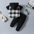 thumbnail image 4 of TAIAOJING Kids Pullover Outfit Hoodie and Sweatpants Suit Toddler Boys Girls Short Sleeve Plaid Prints Hooded Tops T Shirt Pants Outfits 3-6 Months, 4 of 4
