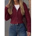 thumbnail image 4 of PRETTYGARDEN Women's Cable Knit Cropped Cardigan Sweaters Oversized Sweater, Long Sleeve Zip Up Jacket, Collared Neck, Ribbed Hem, Cozy Soft Casual Wear, Fall Clothes Winter Outerwear, 4 of 9