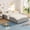Light Grey, variant on Twin-XL Size Floor Bed Daybed, Upholstered Cloud Design with Raised Sides, Soft Fabric, Low Profile Platform Bed, Wood Frame, Gray
