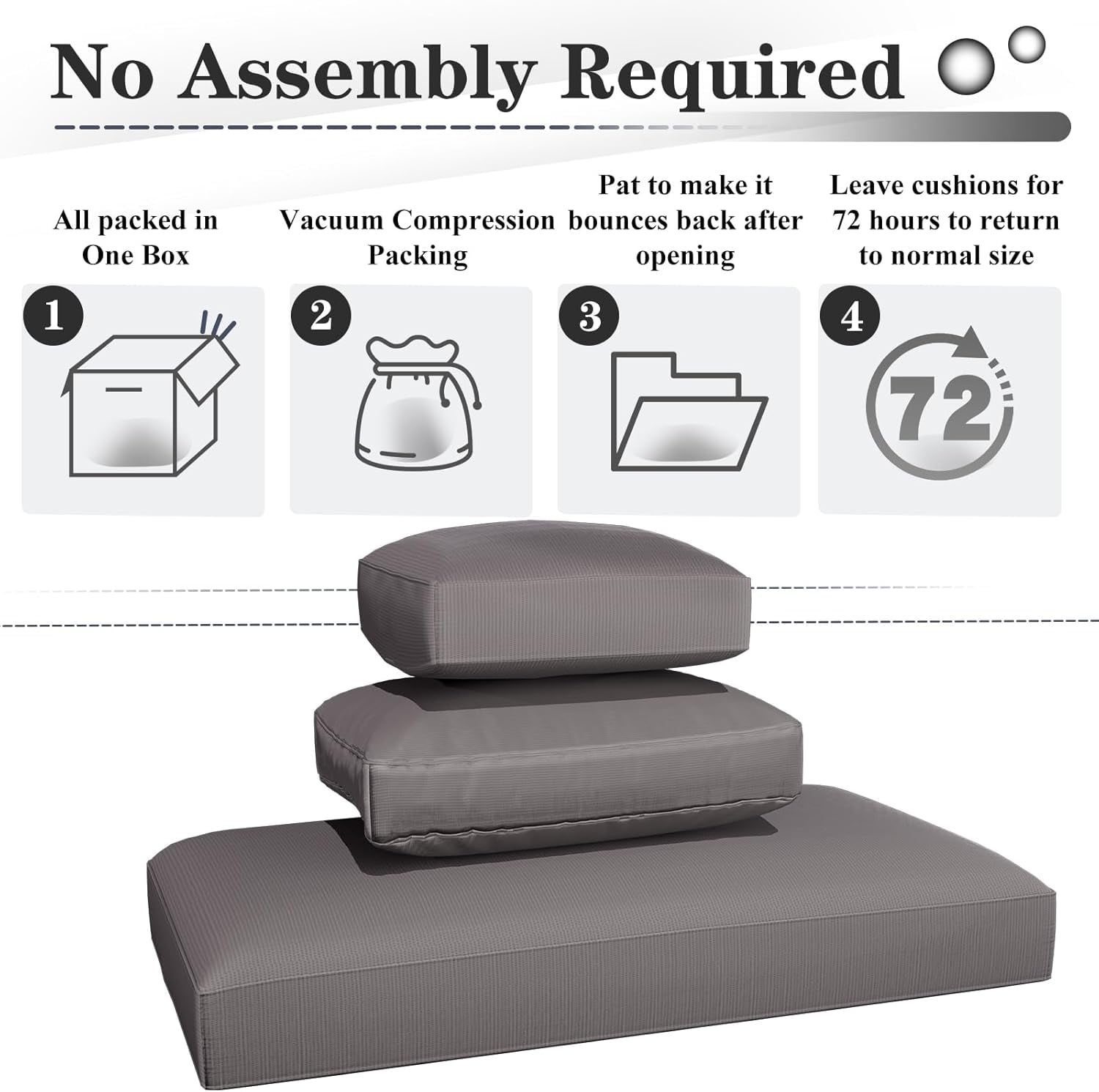YODOLLA Outdoor Cushions, 4 inch Patio Cushions for Outdoor Furniture, Replacement Cushions Fits 7-Seats Sectional Rattan Conversation Set, Splashproof, Memory Foam Cushions and Covers (Dark Grey)