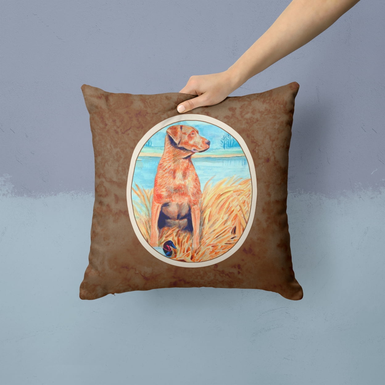 Carolines Treasures 7112PW1414 Chesapeake Bay Retriever Fabric Decorative Pillow 14Hx14W multicolor