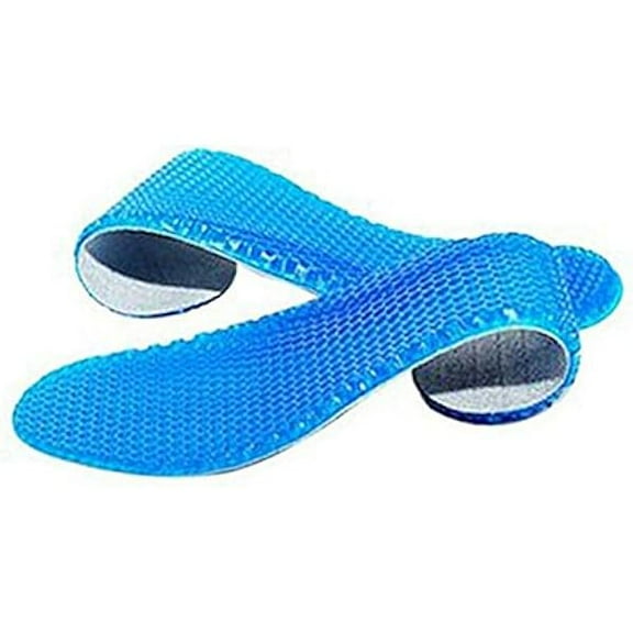 02981Pair Blue Silicone Gel Reusable Honeycomb Full Length Non Slip Comfort Sports Insole Air Cushion Damping Shoe Pad Cushion Shoe Inserts for Men Women (Large)