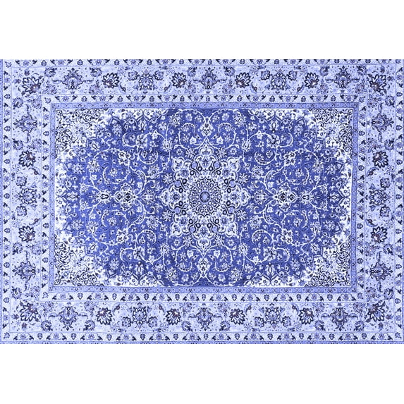 Ahgly Company Indoor Rectangle Medallion Blue Traditional Area Rugs, 2' x 5'