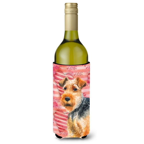 Carolines Treasures BB9787LITERK Welsh Terrier Love Wine Bottle Beverge Insulator Hugger  Wine Bottle multicolor