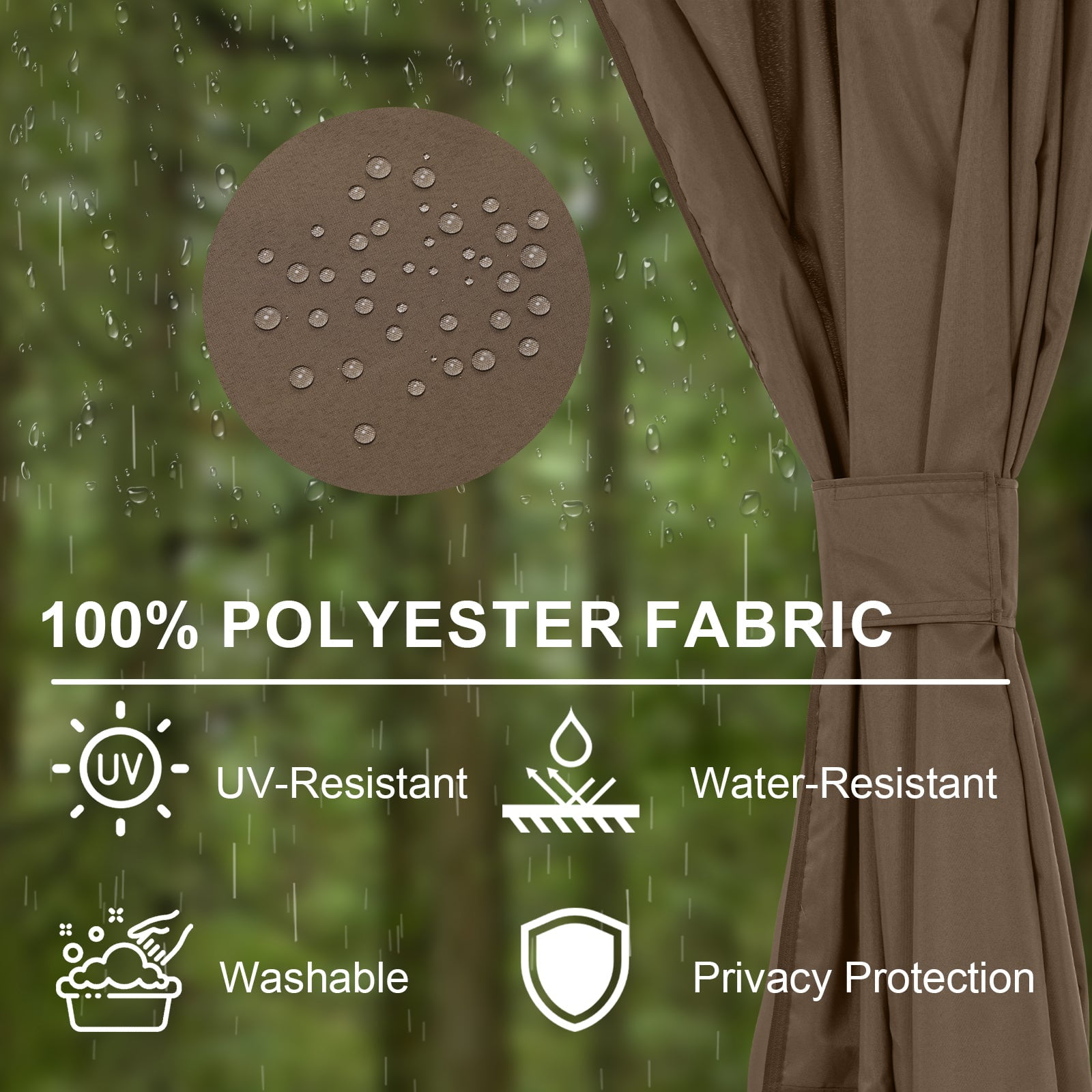 BPS 12'x16' Gazebo Replacement Curtain, Universal 4-Privacy Panel, Outdoor Gazebo Sidewalls with Zipper for Garden, Patio, Yard (Curtains Only)