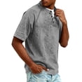 thumbnail image 4 of GrmtClth Denim Shirts for Men 2026 Vintage Short Sleeve T-Shirts Breathable Henley Tops Fashion Button Blouse Gray 3XL, 4 of 8