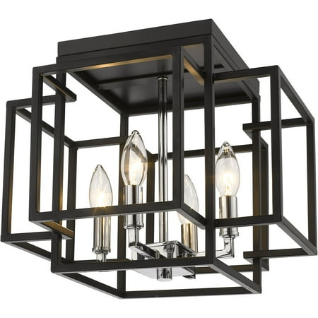 

Flush Mounts 4 Light Fixtures With Black and Chrome Finish Steel Material Candelabra 14 240 Watts